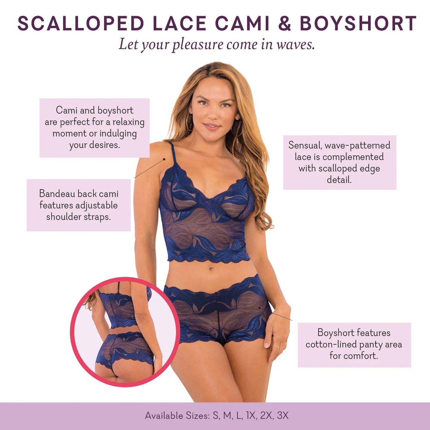 Scalloped Lace Cami and Boy Shorts