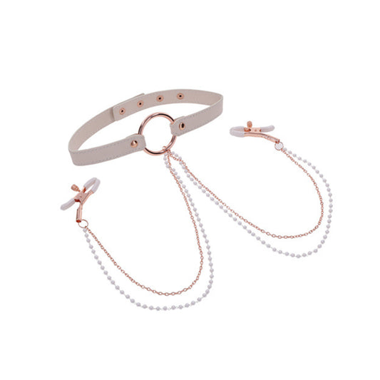 Peaches Collar with Nipple Clamps
