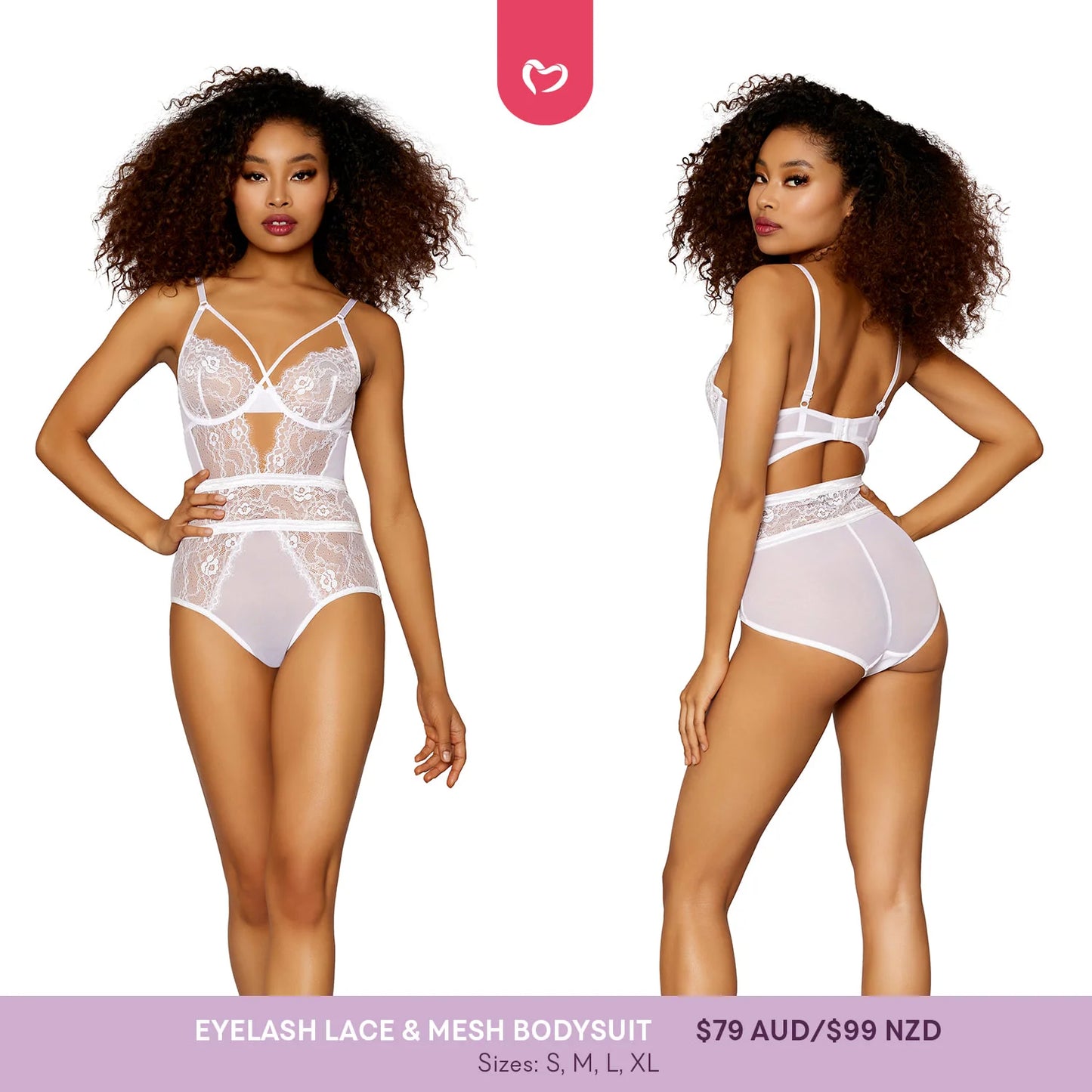 Eyelash lace & mesh bodysuit