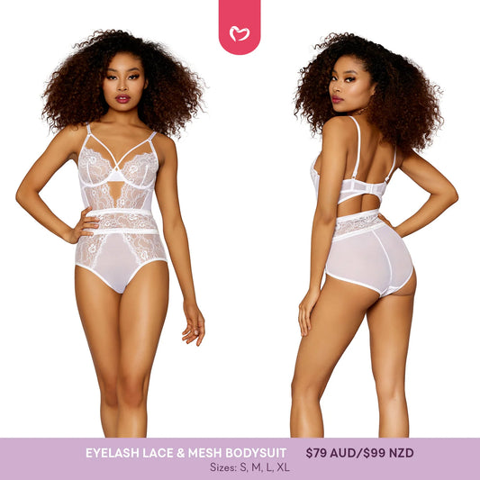 Eyelash lace & mesh bodysuit