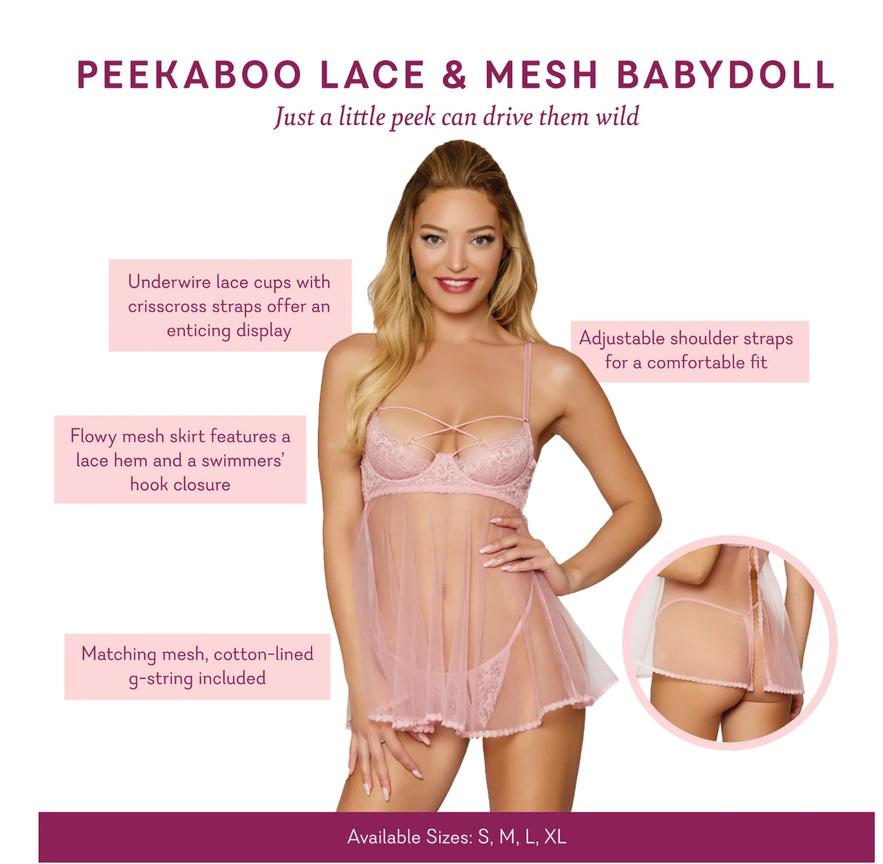 Peekaboo Lace & Mesh Babydoll Set